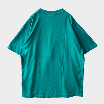 90's Levis 501 "BUTTON YOUR SHORTS" プリントT ターコイズグリーン (XL)/B2011T-SO