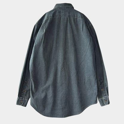 00's Ralph Lauren ラルフローレン コットン ワークシャツ グレー (M)/B2912SH-SO