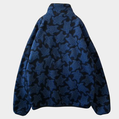 90's Patagonia パタゴニア "Zen Turtle" ゼンタートル スナップT フリースプルオーバー 青黒(M)/A9734F-SO