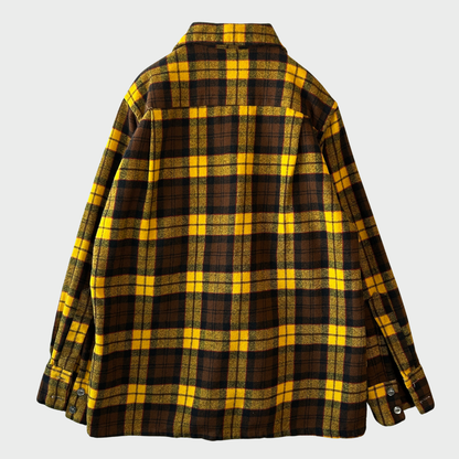 70's PURITAN ウールチェックシャツ イエロー/ブラウン (M)/A9771SH-SO