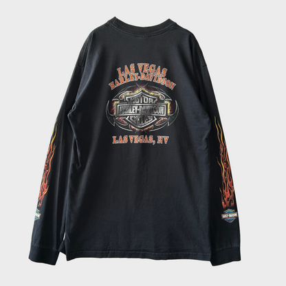90's Harley-Davidson Las Vegas 袖プリント ロングTシャツ 黒 (L)/B3084T-SO