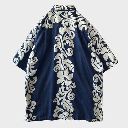 S7 Patagonia パタゴニア pataloha パタロハ ハイビスカス柄 アロハシャツ ネイビー (M)/B3654SH-SO