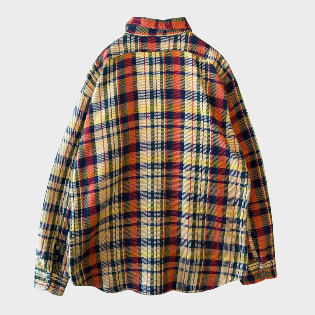70's Big Yank フランネルチェックシャツ 橙黄ベージュ系 (L)/A8822S-SO