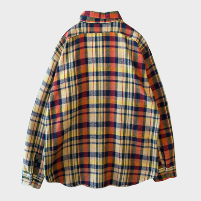 70's Big Yank フランネルチェックシャツ 橙黄ベージュ系 (L)/A8822S-SO
