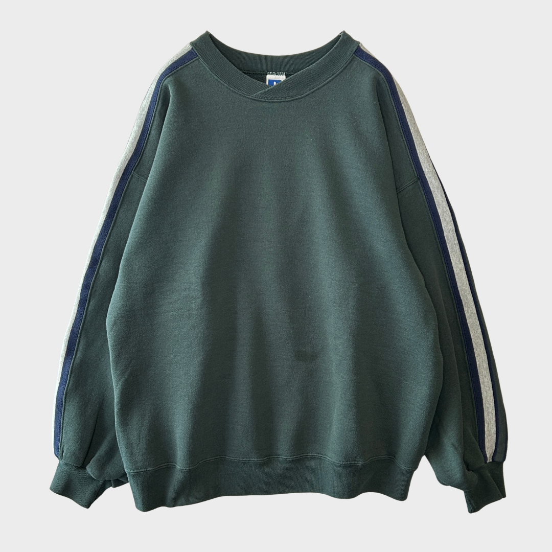 90's  Russell Athletic ラッセル 袖ライン 無地スウェット 深緑 (XL) /A7726S-SO