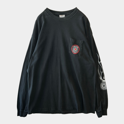 00's Hanes IDEAL RIDE 袖プリントロンT バイク 黒(XL)/B2845T-SO