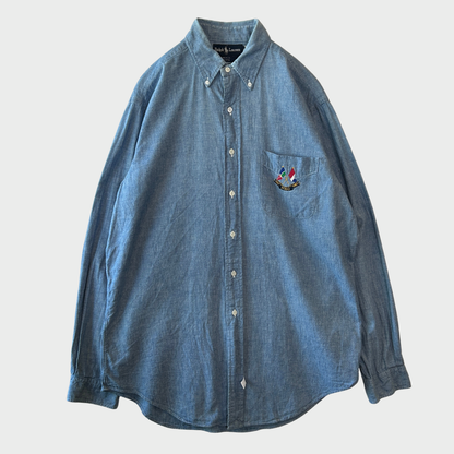 90's Ralph Lauren ラルフローレン シャンブレー・ボタンダウンシャツ USA製(L) /A7813SH-SO