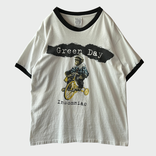 90's Green Day グリーン・デイ Insomniac ツアーTシャツ リンガーT 白(L)/C0287T-SO