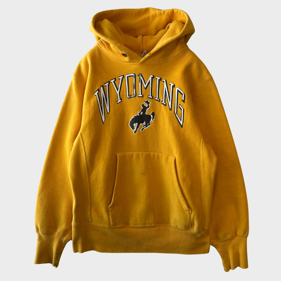 80's Champion リバースウィーブ WYOMING スウェットフーディー イエロー(Small)/C1442R-0SO