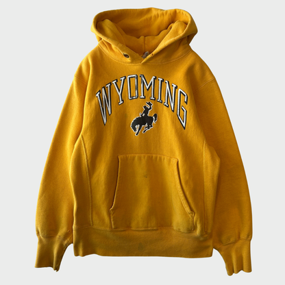80's Champion リバースウィーブ WYOMING スウェットフーディー イエロー(Small)/C1442R-0SO