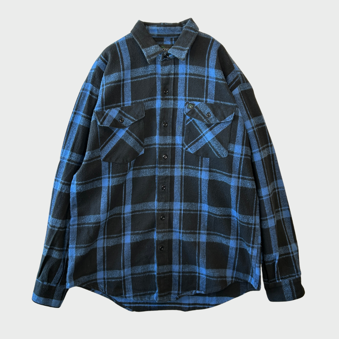 90's Codet フランネルチェックシャツ 青黒 (L)/A8947S-SO