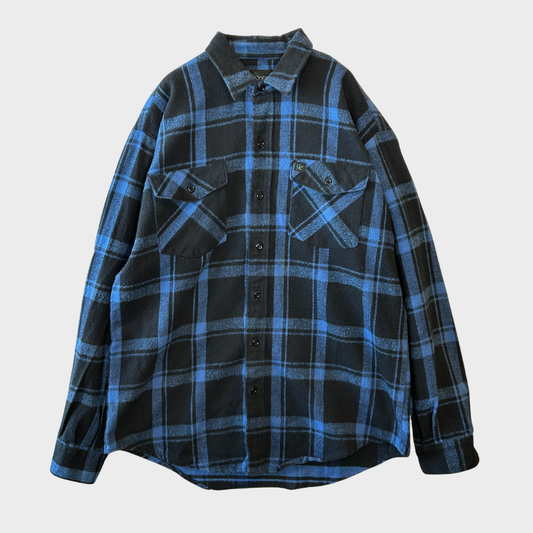 90's Codet フランネルチェックシャツ 青黒 (L)/A8947S-SO
