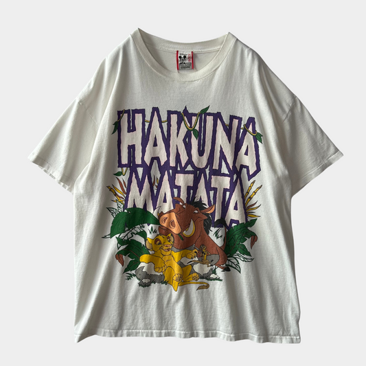 90's Disney DESIGNS ライオンキング "HAKUNA MATATA" Tシャツ オフホワイト(L/XL)/A6542T-SO