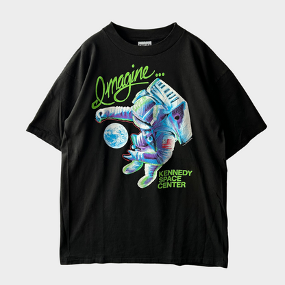90's ONEITA  KENNEDY SPACE CENTER  Imagine 宇宙飛行士アートT 企業T 黒 (XL)/B2371T-SO