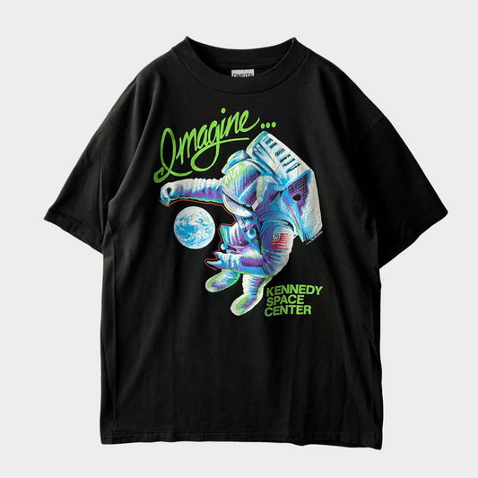 90's ONEITA  KENNEDY SPACE CENTER  Imagine 宇宙飛行士アートT 企業T 黒 (XL)/B2371T-SO