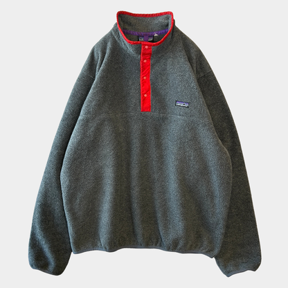 80's Patagonia パタゴニア スナップT 初期 フリースプルオーバー グレー/レッド(L)/C0090F-SO