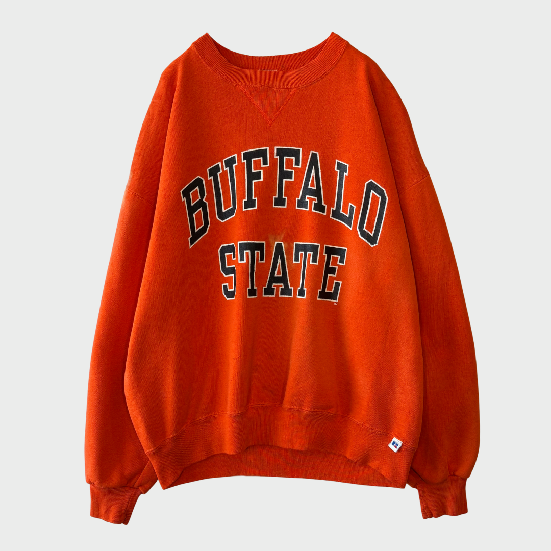 90's Russell Athletic Buffalo State カレッジスウェット オレンジ (XL)/A8843S-SO