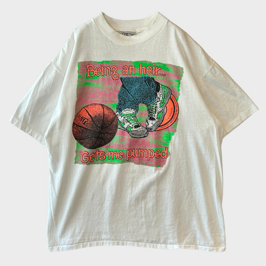 90's ONEITA Being an heir.. Gets me pumped ROMANS 8 : 17 キリスト バスケ メッセージTシャツ 白 (XL)/B2697T-SO