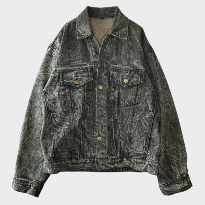 00's Guess ウォッシュ加工 デニムジャケット 黒 (XL)/A8490J-SO
