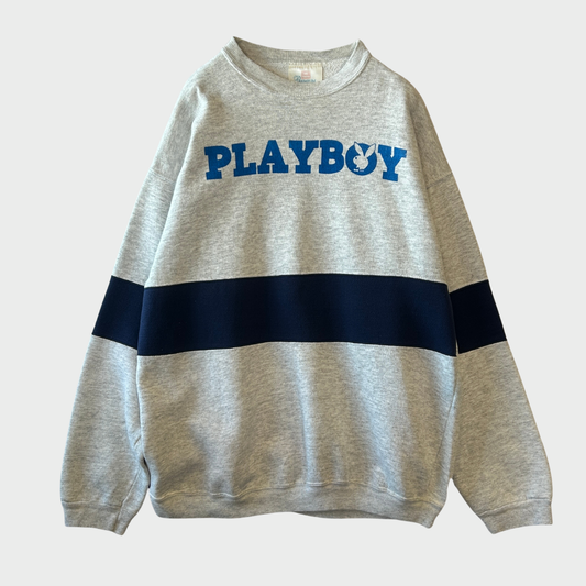 90's Hanes ヘインズ PLAYBOY プレイボーイ プリント スウェット グレー (L) /C0144S-SO
