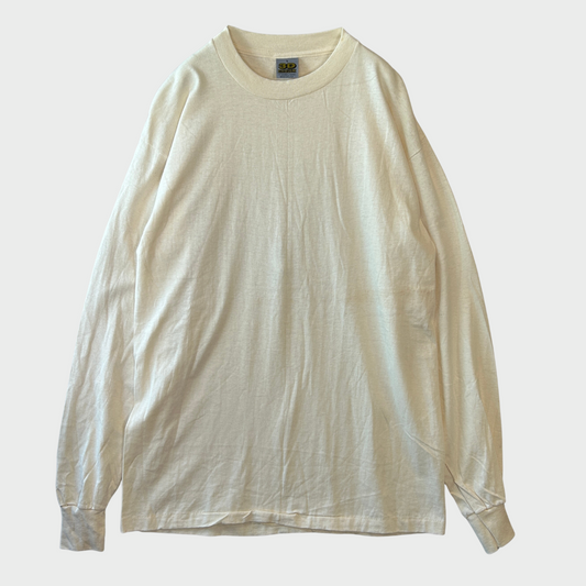 90's 3D EMBLEM 無地 ロングTシャツ 白 (L)/A2977T-SO