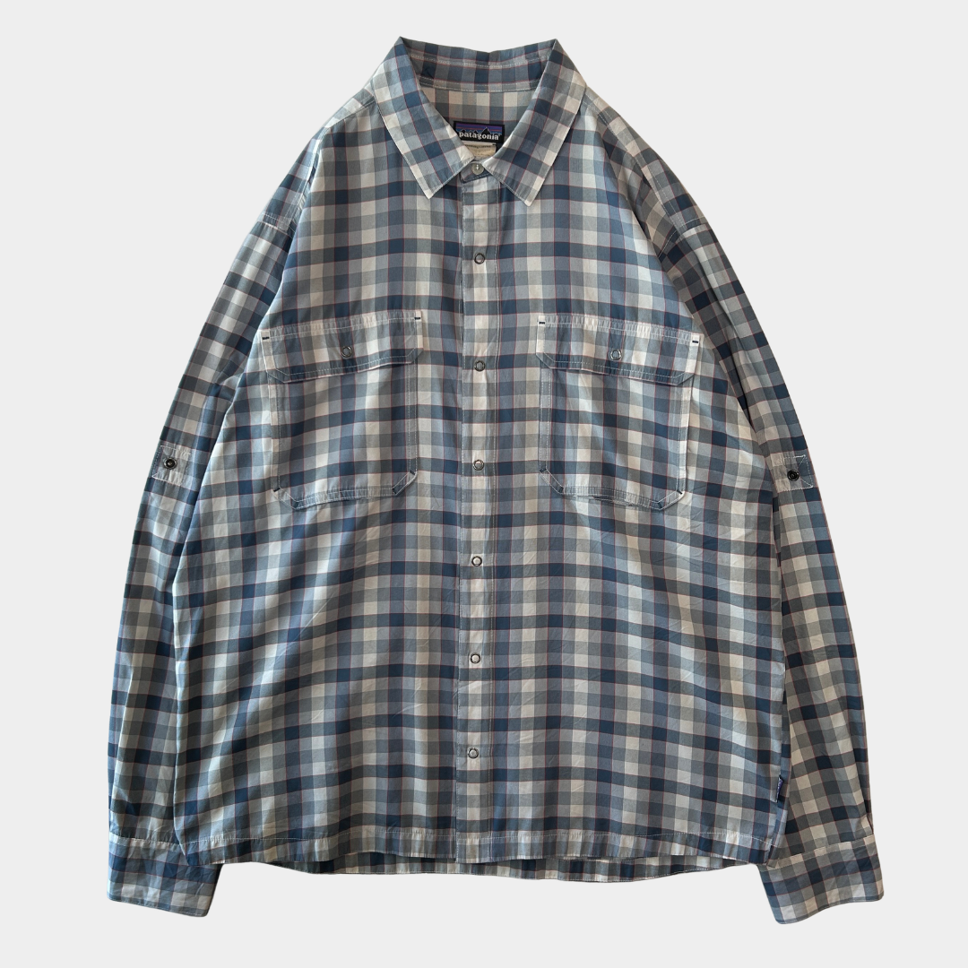 Patagonia パタゴニア ”El Ray Shirt" チェックシャツ ポリエステル/ナイロン グレー(L)/C1120SH-SO