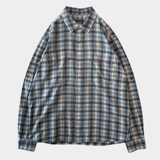 Patagonia パタゴニア ”El Ray Shirt" チェックシャツ ポリエステル/ナイロン グレー(L)/C1120SH-SO