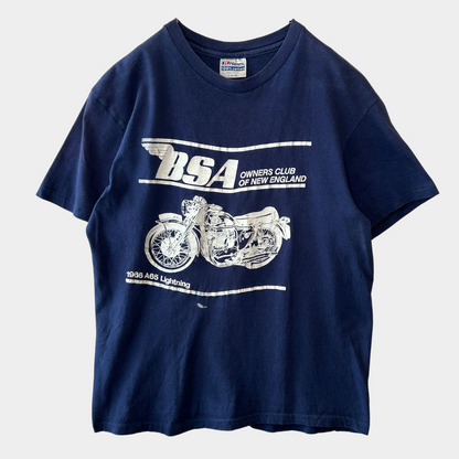 80's BSA OWNERS CLUBメンバーTシャツ バイク 紺(L)/A3709T-SO
