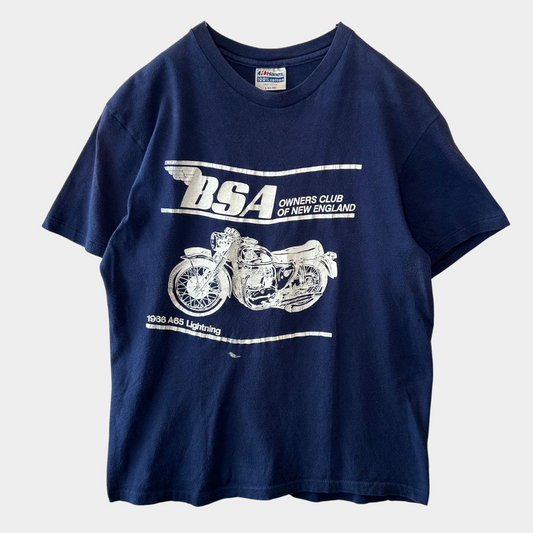 80's BSA OWNERS CLUBメンバーTシャツ バイク 紺(L)/A3709T-SO