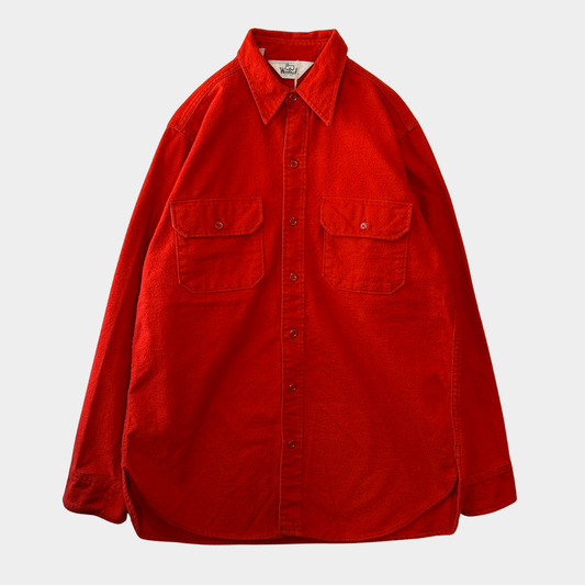 70's Woolrich ウールリッチ シャモアクロスシャツ ネルシャツ 朱色(L)/A8650SH-SO