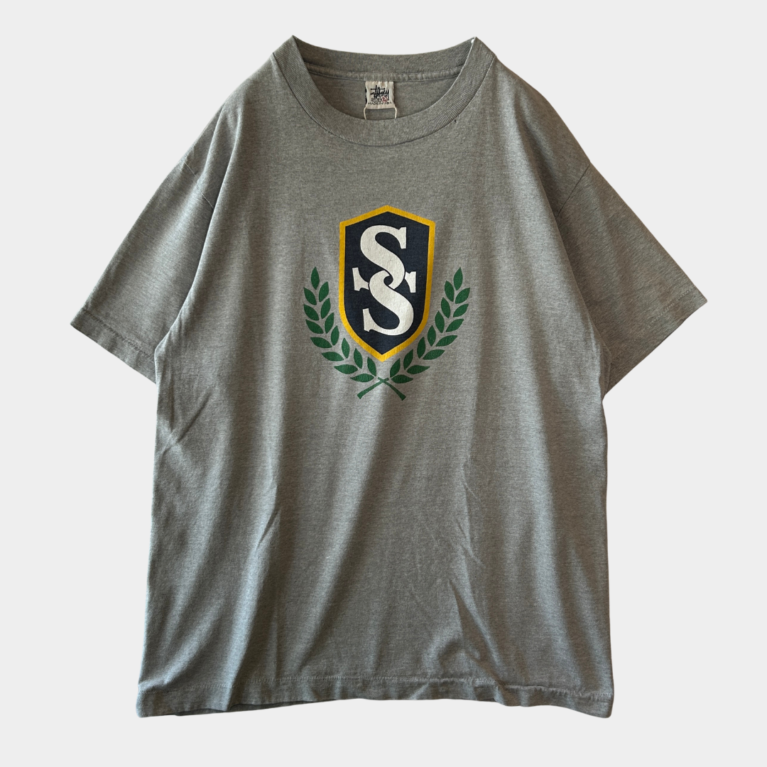 90's Stussy ステューシー "STUSSY SPORT" ロゴエンブレムTシャツ グレー(L)/C0822T-SO