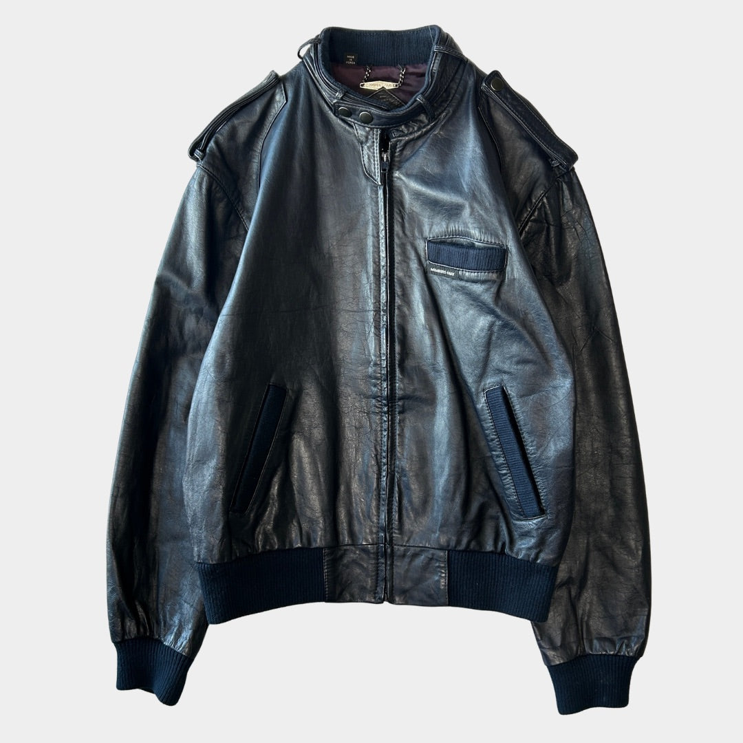 80's~ MEMBERS ONLY leather jacket レザー ジャケット ダークネイビー (42)/B0009J-SO