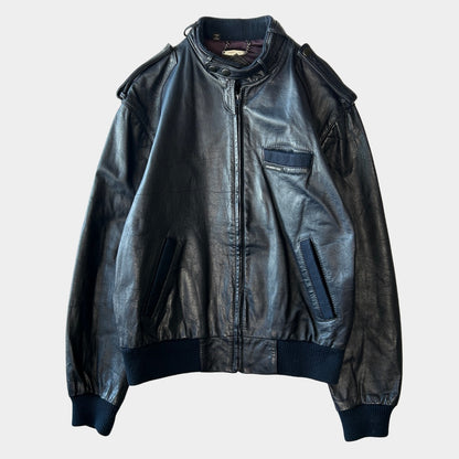 80's~ MEMBERS ONLY leather jacket レザー ジャケット ダークネイビー (42)/B0009J-SO