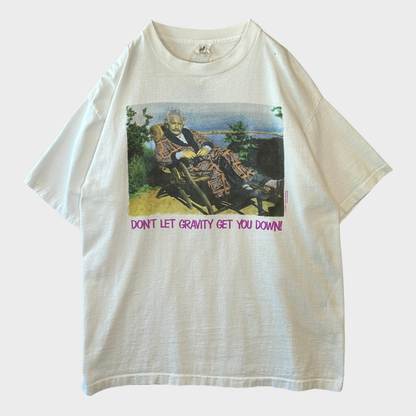 90's アインシュタイン "Don't let Gravity Get You Down!" アートTシャツ 白 (XL)/B3602T-SO
