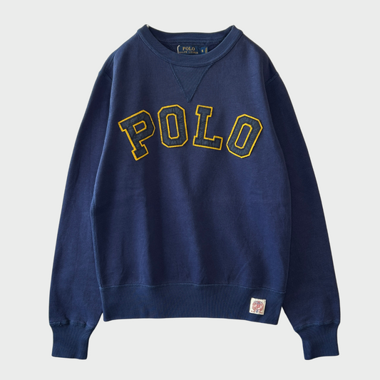 00's Ralph Lauren ラルフローレン "POLOワッペン" 両Vスウェット 紺 (S)B0401S-SO