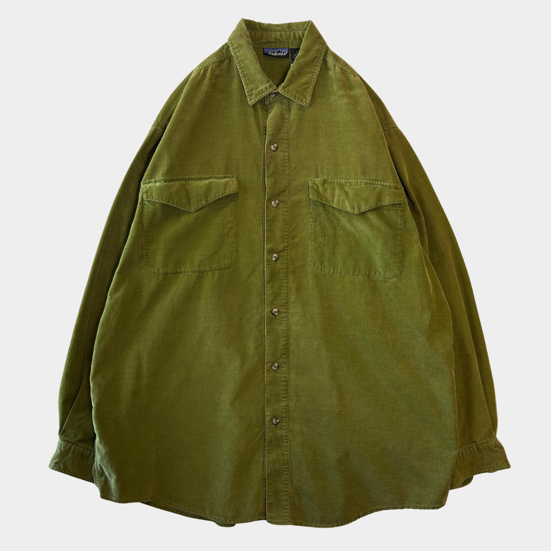 1993 Patagonia パタゴニア コーデュロイワークシャツ グリーン(L)/C1629SH-SO