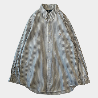 Ralph Lauren ラルフローレン "YARMOUTH"ストライプシャツ 白グレー(16 1/2)/A8049SH-SO