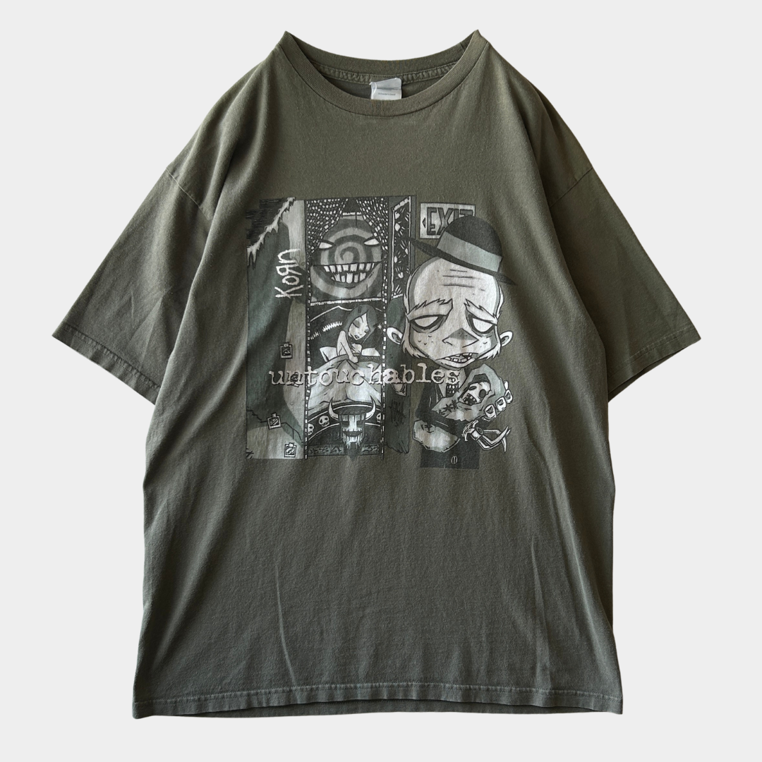 2002 Sundog Korn 5th Untouchables バンドTシャツ カーキ (XL)/A3057T-SO