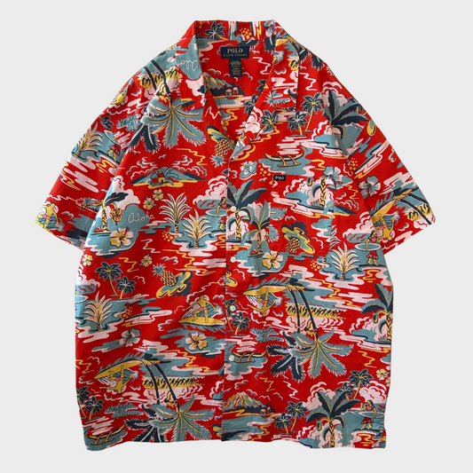 00's Polo Ralph Lauren アロハシャツ 赤 (XL)/A4389S-SO