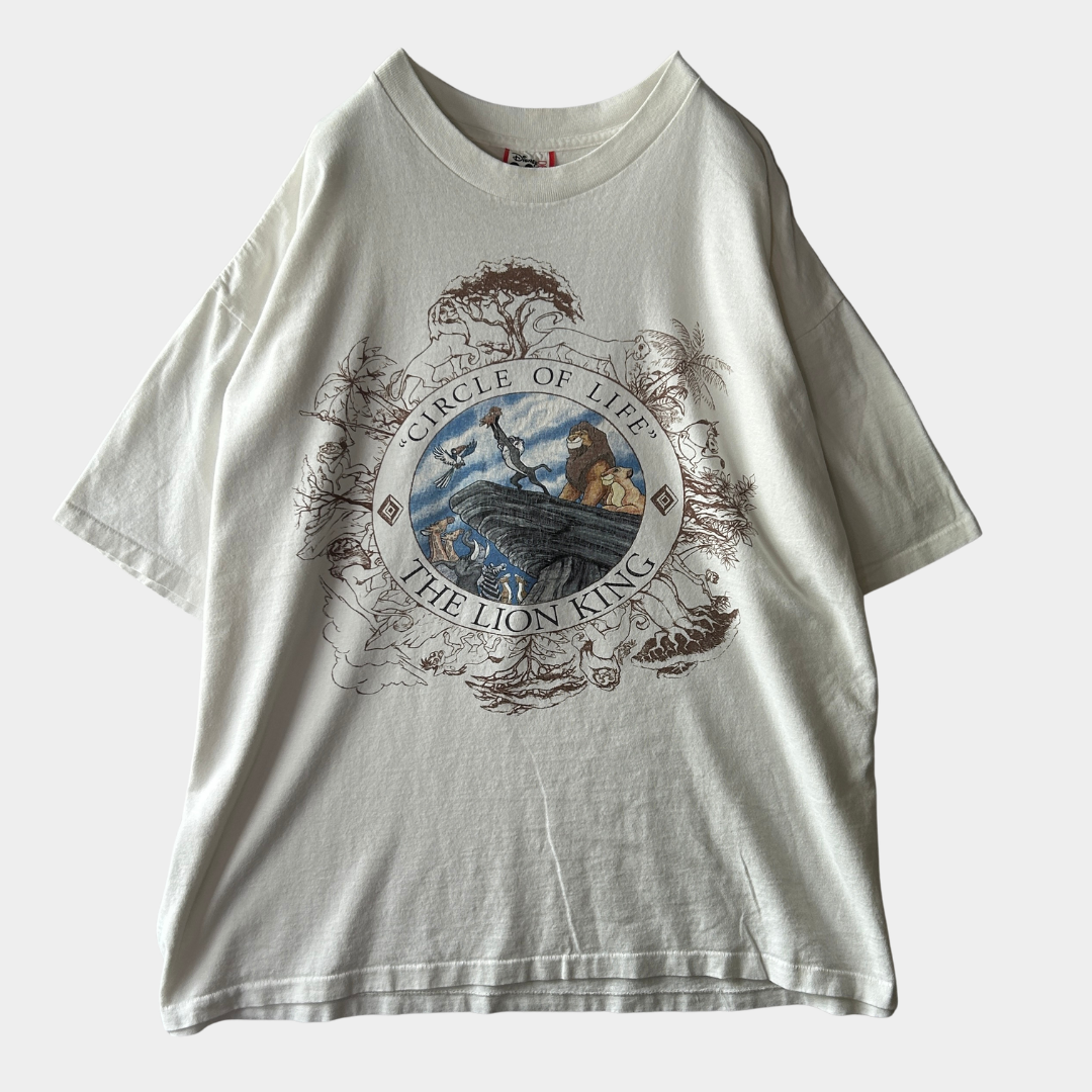90's Disney ライオンキング サークル・オブ・ライフ キャラクターTシャツ 白 (XL)/B2899T-SO