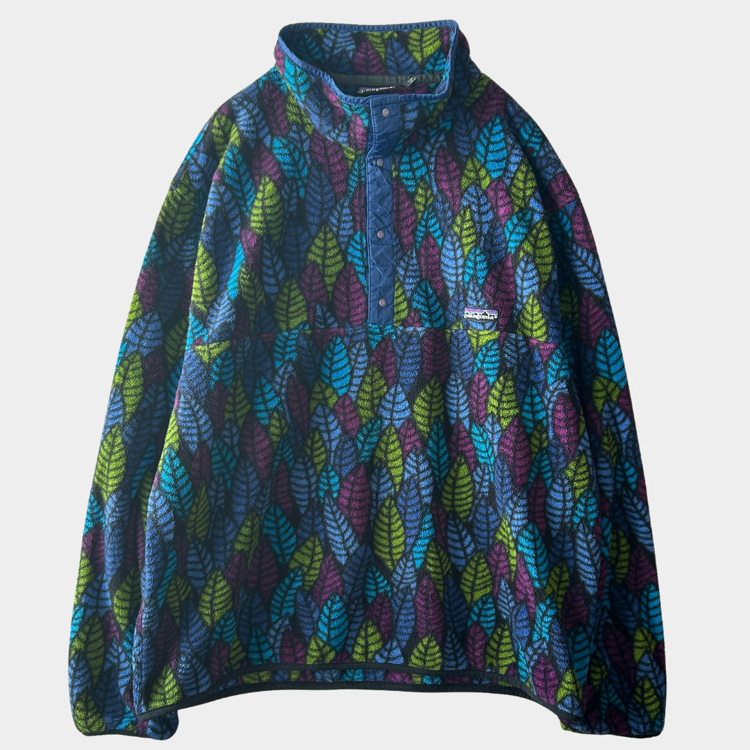 90's Patagonia Synchilla Snap-T leaf pattern パタゴニア シンチラ スナップT リーフ柄 (XL)/C0084F-SO