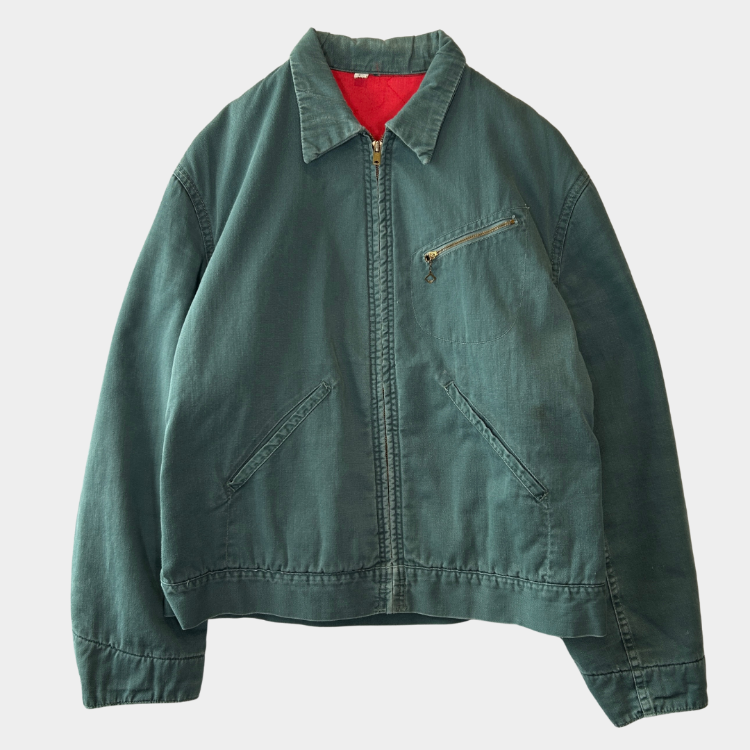 60's Unknown ワークジャケット フェード 裏地キルティング 緑(42)/8280O-SO