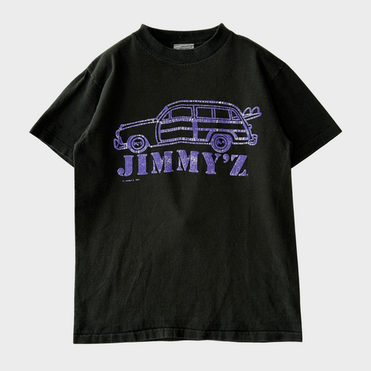 90's Jimmy'z 発泡プリントTシャツ 黒 (サイズ不明)/A7593T-SO