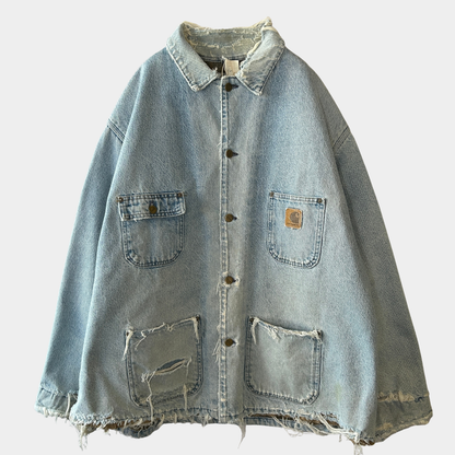 90's Carhartt カーハート デニムチョアコート カバーオール 襤褸(2XL)/A9054O-SO