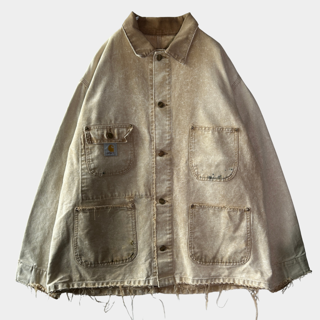 90's~ Carhartt カーハート 裏地無し チョアコート ベージュ (サイズ不明)/C0312J-SO