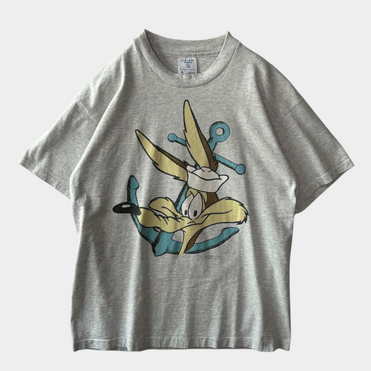 90's COLLEGE WARE ワイリー・コヨーテ キャラクターTシャツ ルーニーテューンズ グレー(L)/B2055T-SO