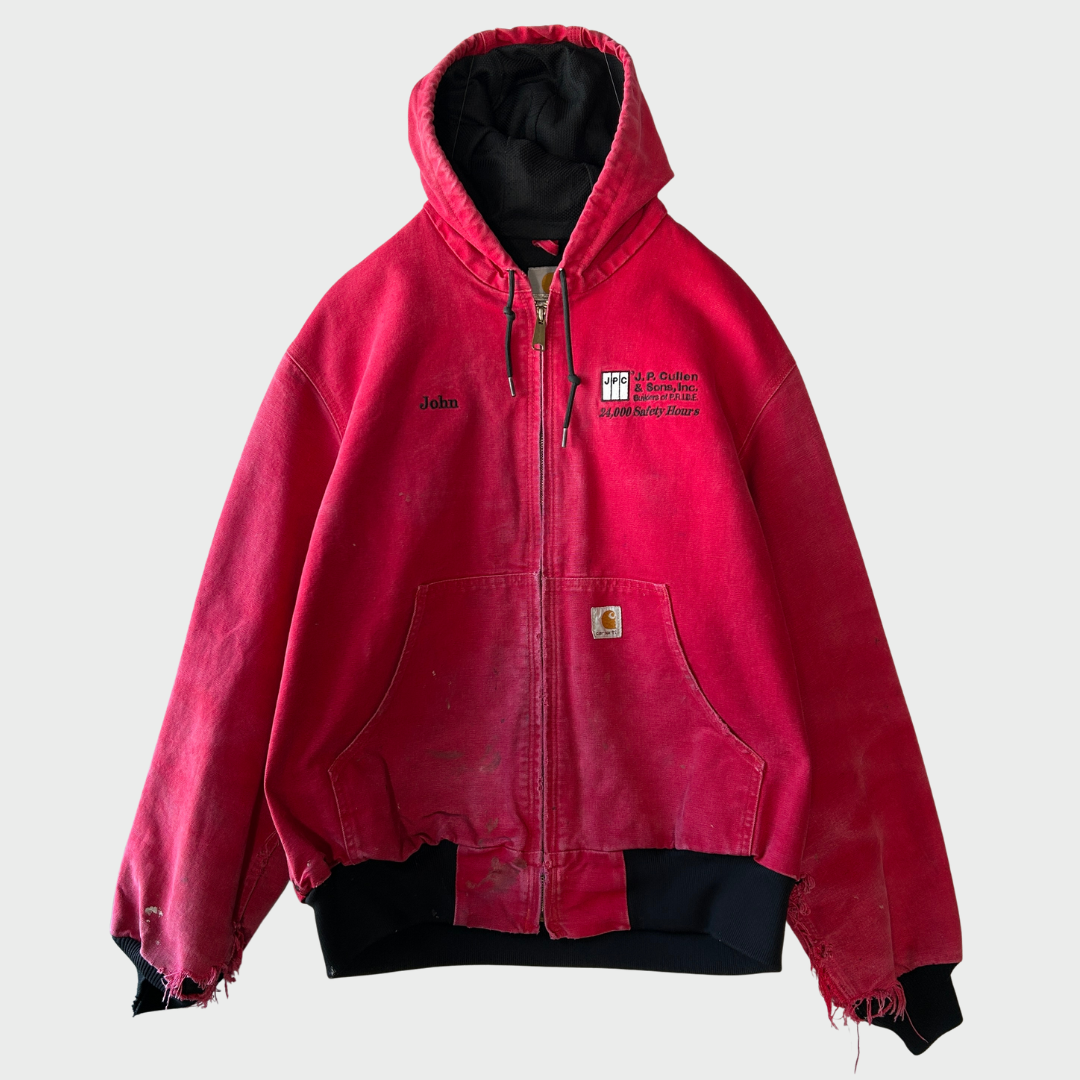00's Carhartt カーハート アクティブジャケット 企業ロゴ入り 赤 (L)/AB0028J-SO