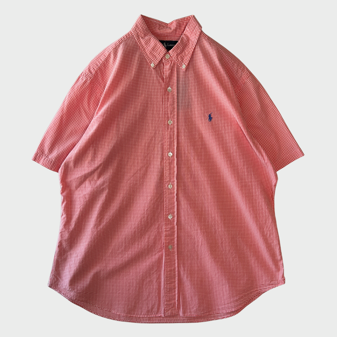 90-00's Polo by Ralph Lauren ラルフローレン CLASSIC FIT ボタンダウン ギンガムチェック柄 半袖シャツ(XL)/B3944SH-S