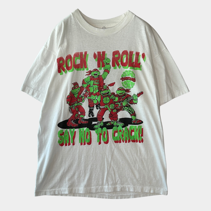 80~90's ETC ミュータントタートルズ キャラクターTシャツ 白 (L)/C1009T-SO