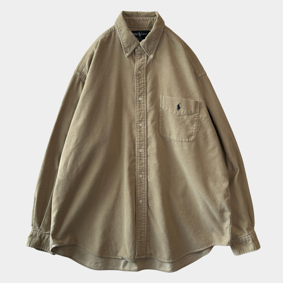Ralph Lauren ラルフローレン ”BIG SHIRT" ボタンダウンコーデュロイシャツ ベージュ(L)/C1725SH-SO